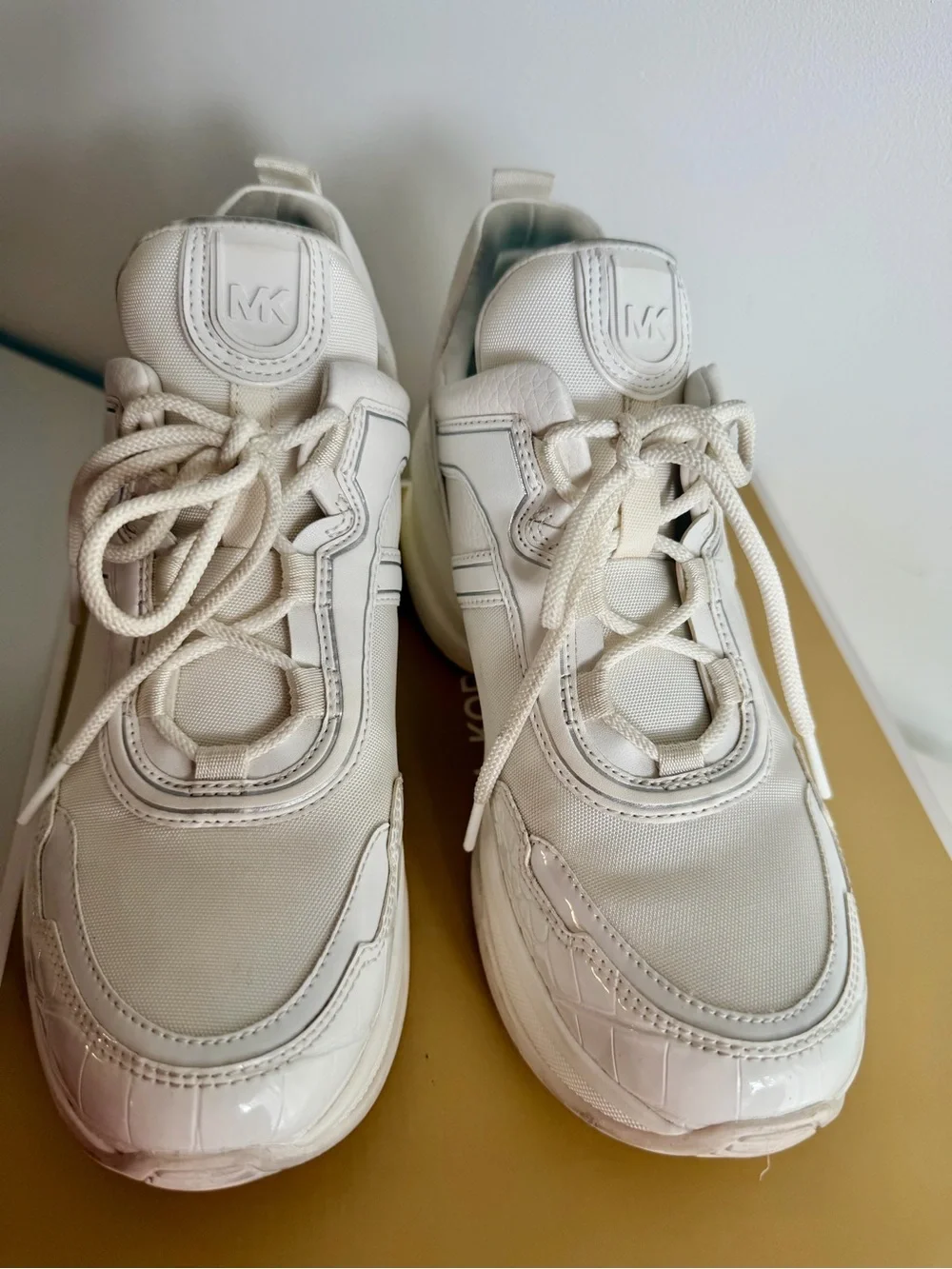 Michael Kors Olympia Mixed-Media Trainer Women’s Sneakers size 9.5 -white